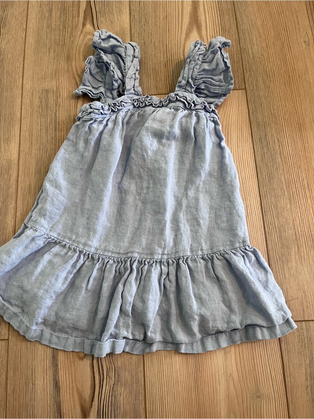 Zara Soft Blue Ruffle-Trim Summer Dress